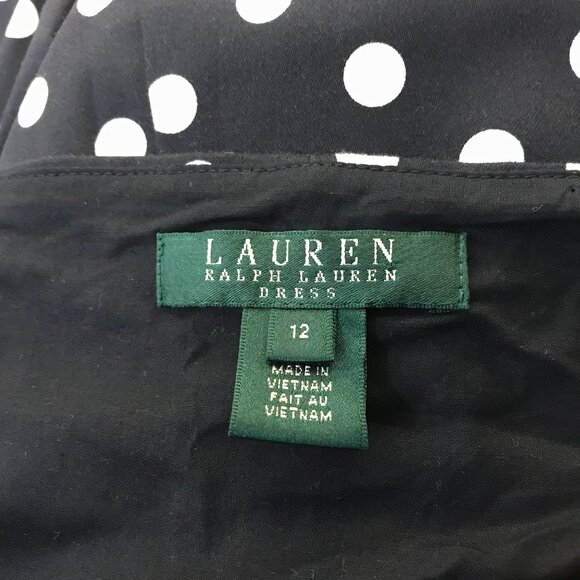 Ralph Lauren Polka Dot Woman's Dress EUC Rockabilly Size 12 Black & White Retro - Picture 14 of 16